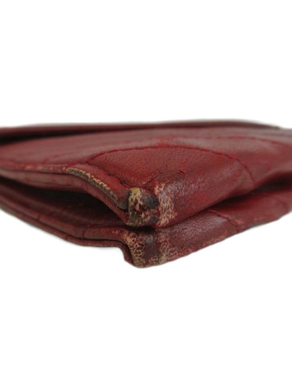 Saint Laurent V-stitch Chevron Leather Envelope Clutch Red - Picture 7 of 9